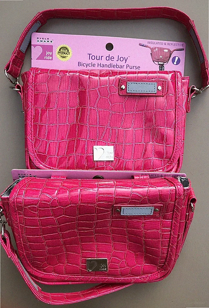 2x Kid JOY RIDE Bike Handlebar Purse/Bag Bicycle Pouch Pink~Reflective~Insulated