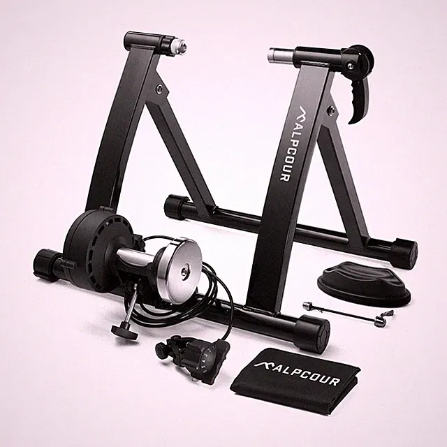 Alpcour Bike Trainer Stand for Indoor Riding – Portable Foldable Magnetic