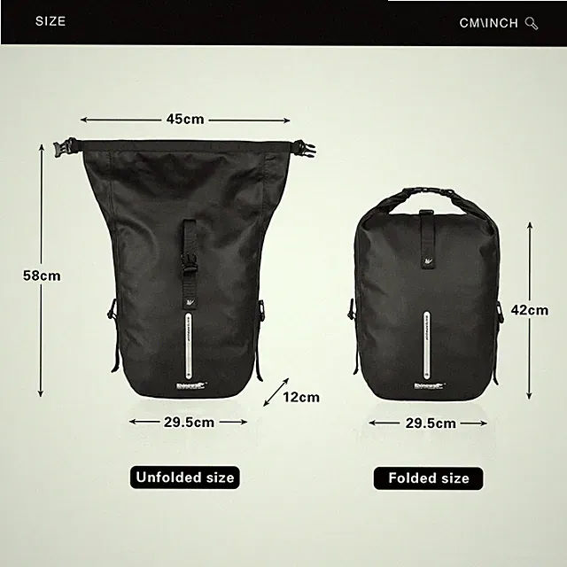 Bike Pannier Bag 20L Big Capacity Waterproof Rear Rack Black Travel Bicycle Cycl
