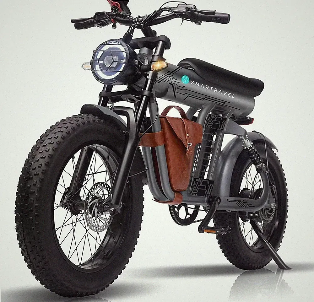 Electric Bike 48V 25.6AH Motor 20" Fat Tire 32MPH Mountain Ebike w/ Riding Bag