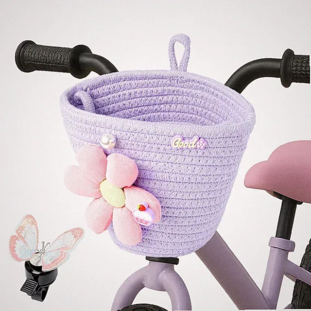 Kids Bike Basket Set: Woven Handlebar Bag, Bell, Cute Accessories for Girls