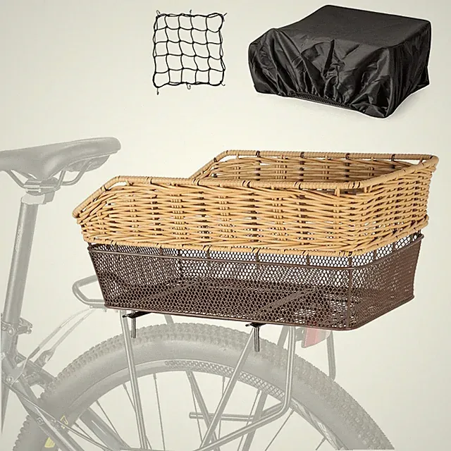 Rear Bike Basket - Large Bicycle Rear Basket with Cargo Net and Waterproof Co...