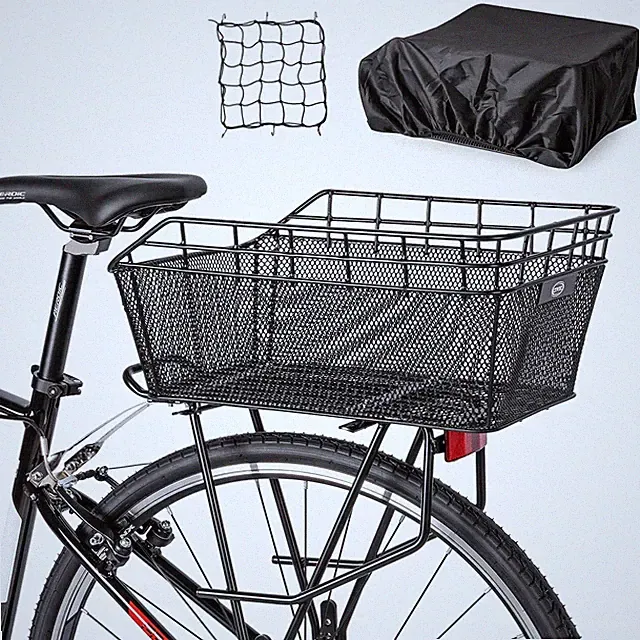 Rear Bike Basket - Large Bicycle Rear Basket with Cargo Net and Waterproof