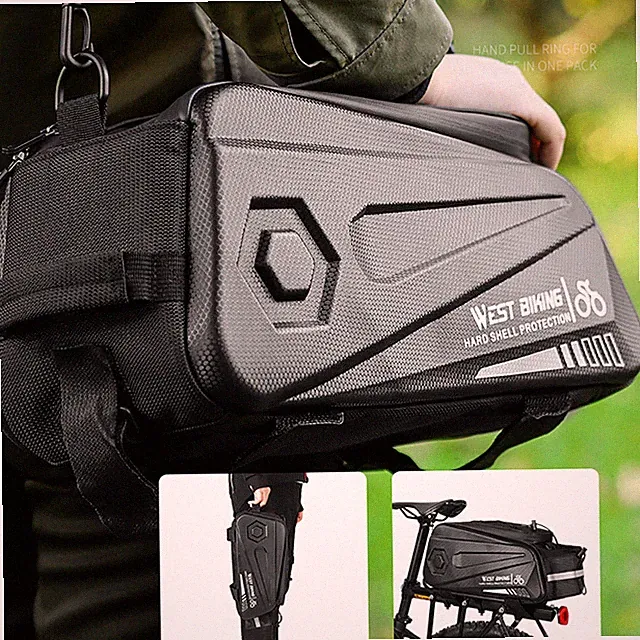 Road Riding Waterproof Bike Hard Shell Bag Bicycle Rear Rack Pack Bag Panniers