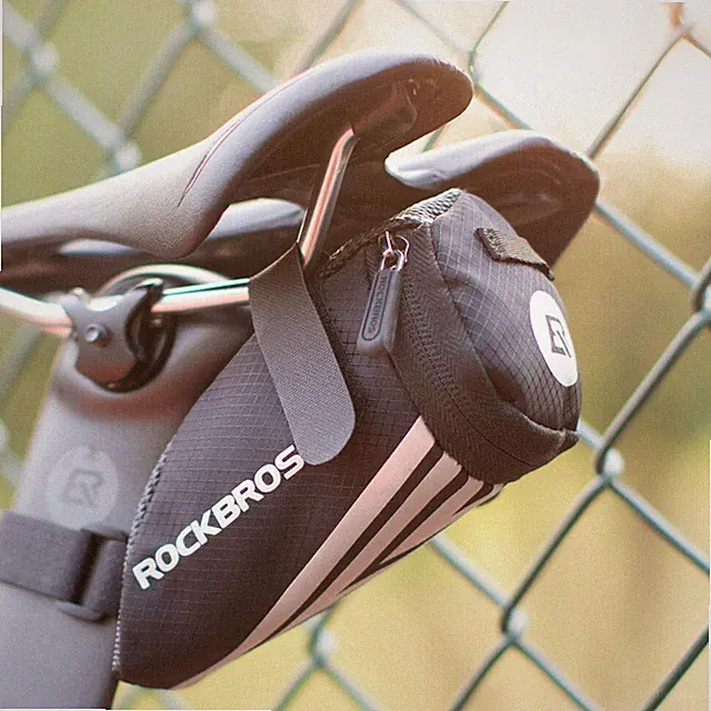 ROCKBROS Road Bike Mini Small Bicycle Bag Reflective Seat Tail Saddle Bag Black
