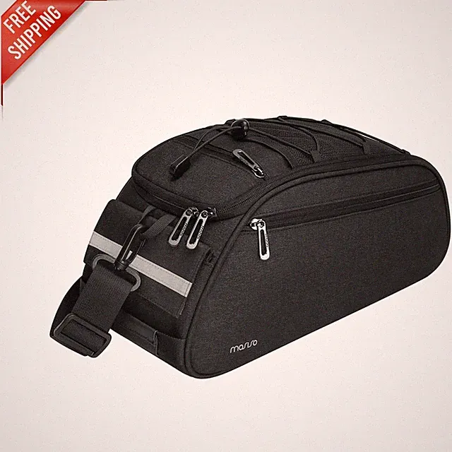 Stylish Black Waterproof Bicycle Bag - Adjustable Carrier for Comfortable Rides