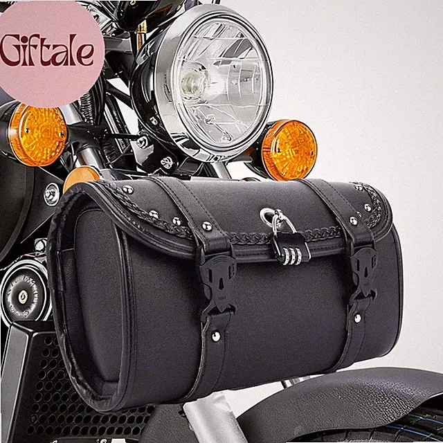 Universal Motorcycle Handlebar Bag,Side Lock PU Leather Motorcycle Fork Bag,Hand