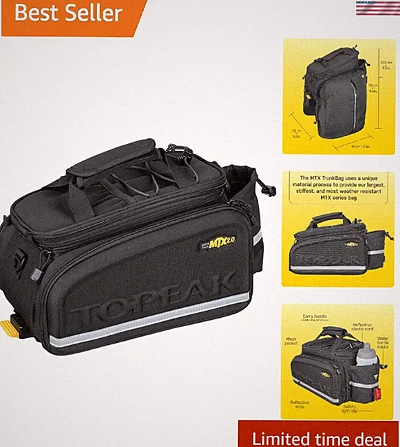Weather-Resistant Rear Bike Bag with Multiple Compartments & Reflective Elements