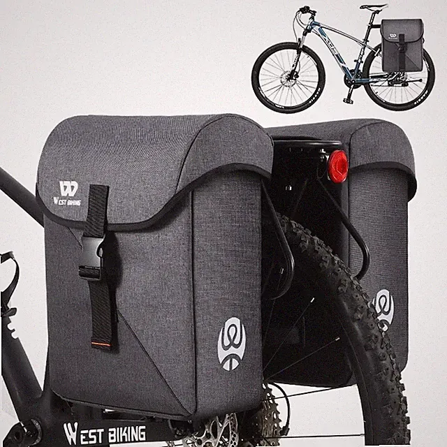 WEST BIKING 35L Bike Rear Seat Double Pannier Bag Bicycle Trunk Rack Pack Bag