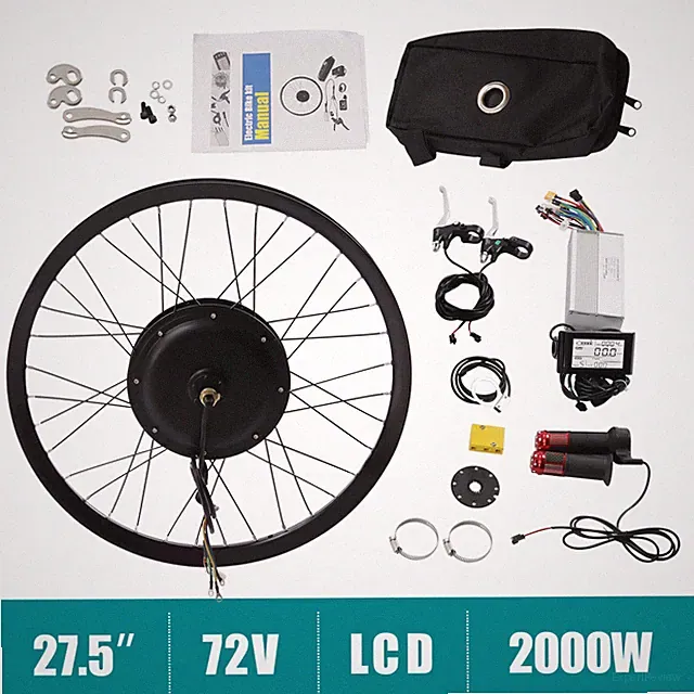 Wheel w/Mutifunction Display 2000W 72V Electric Bicycle Conversion Kit 27.5inch